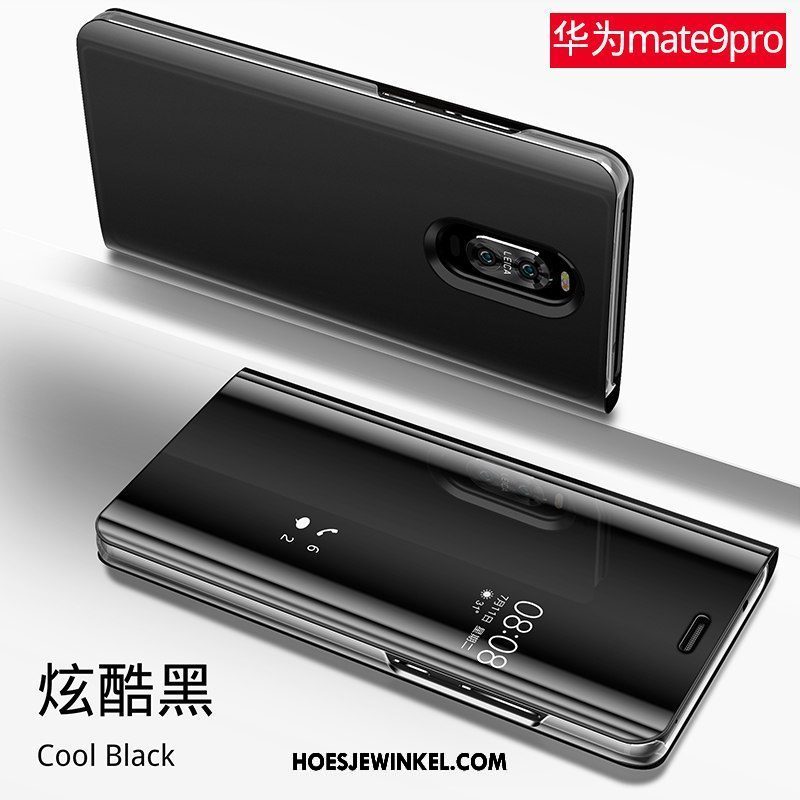 Huawei Mate 9 Pro Hoesje Clamshell Leren Etui Zwart, Huawei Mate 9 Pro Hoesje All Inclusive Mobiele Telefoon