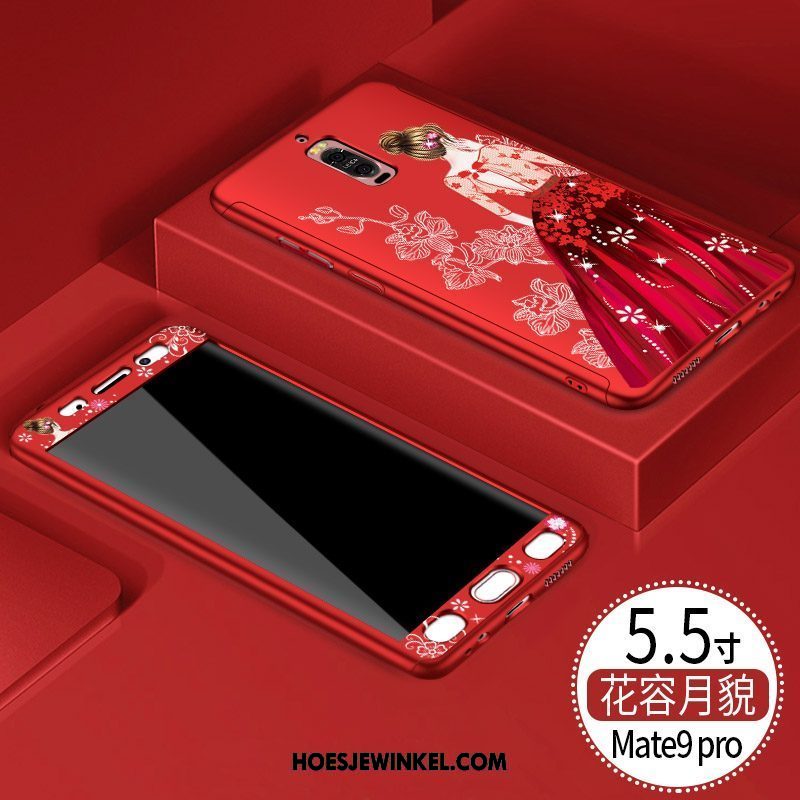 Huawei Mate 9 Pro Hoesje Hoes Bescherming Opknoping Nek, Huawei Mate 9 Pro Hoesje Anti-fall Rood