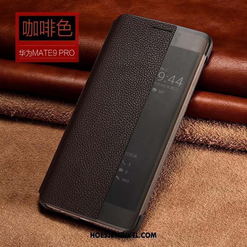 Huawei Mate 9 Pro Hoesje Leren Etui Zwart Mobiele Telefoon, Huawei Mate 9 Pro Hoesje Bescherming Hoes
