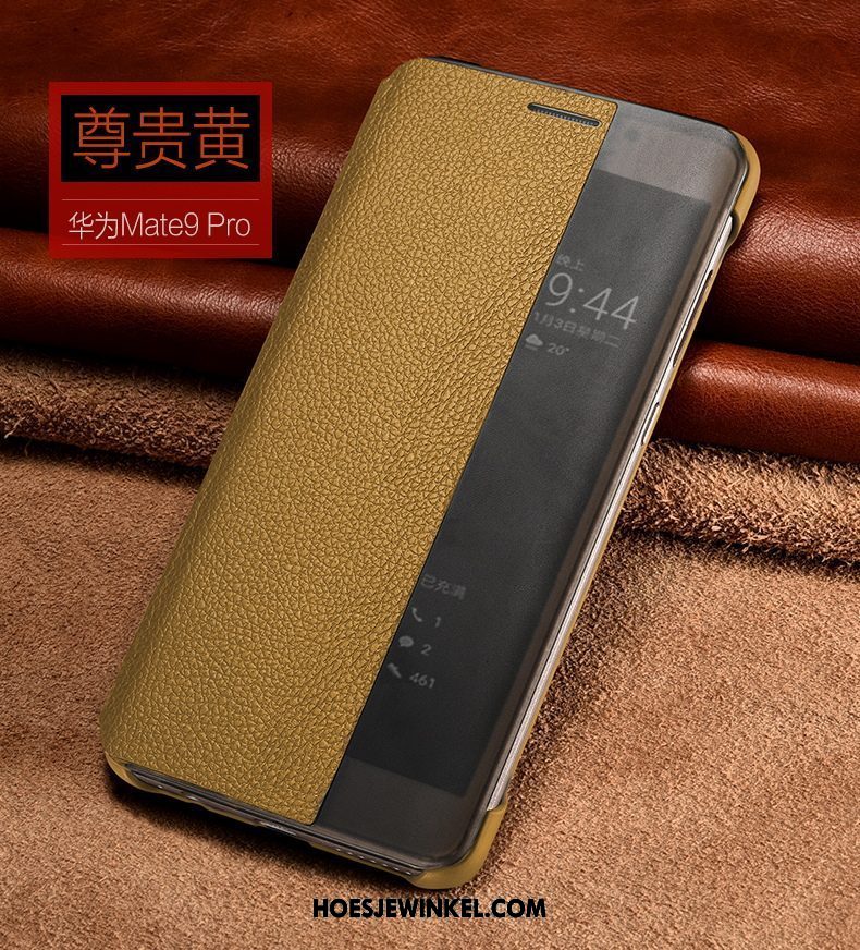 Huawei Mate 9 Pro Hoesje Leren Etui Zwart Mobiele Telefoon, Huawei Mate 9 Pro Hoesje Bescherming Hoes