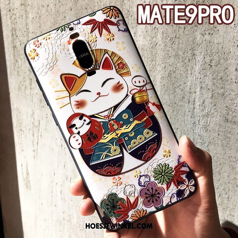 Huawei Mate 9 Pro Hoesje Roze Reliëf Anti-fall, Huawei Mate 9 Pro Hoesje Kat Bescherming