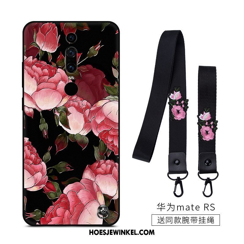 Huawei Mate Rs Hoesje Siliconen Bloemen Bescherming, Huawei Mate Rs Hoesje Zacht Zwart Beige