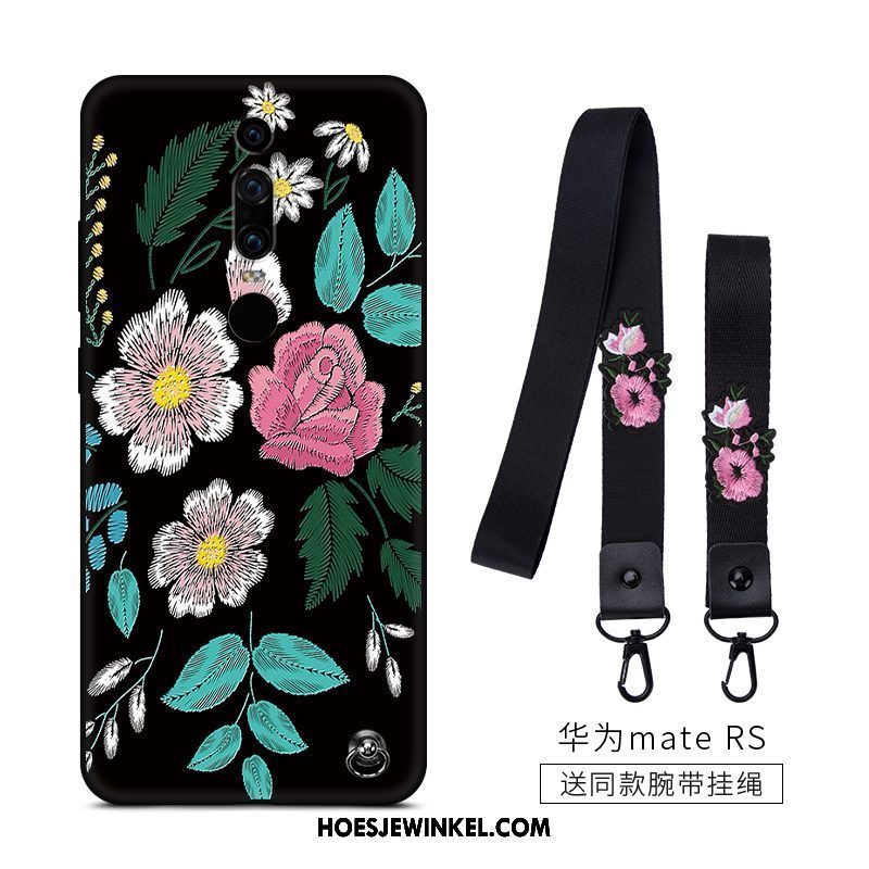 Huawei Mate Rs Hoesje Siliconen Bloemen Bescherming, Huawei Mate Rs Hoesje Zacht Zwart Beige