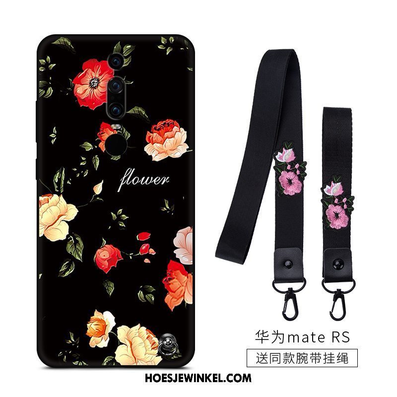 Huawei Mate Rs Hoesje Siliconen Bloemen Bescherming, Huawei Mate Rs Hoesje Zacht Zwart Beige