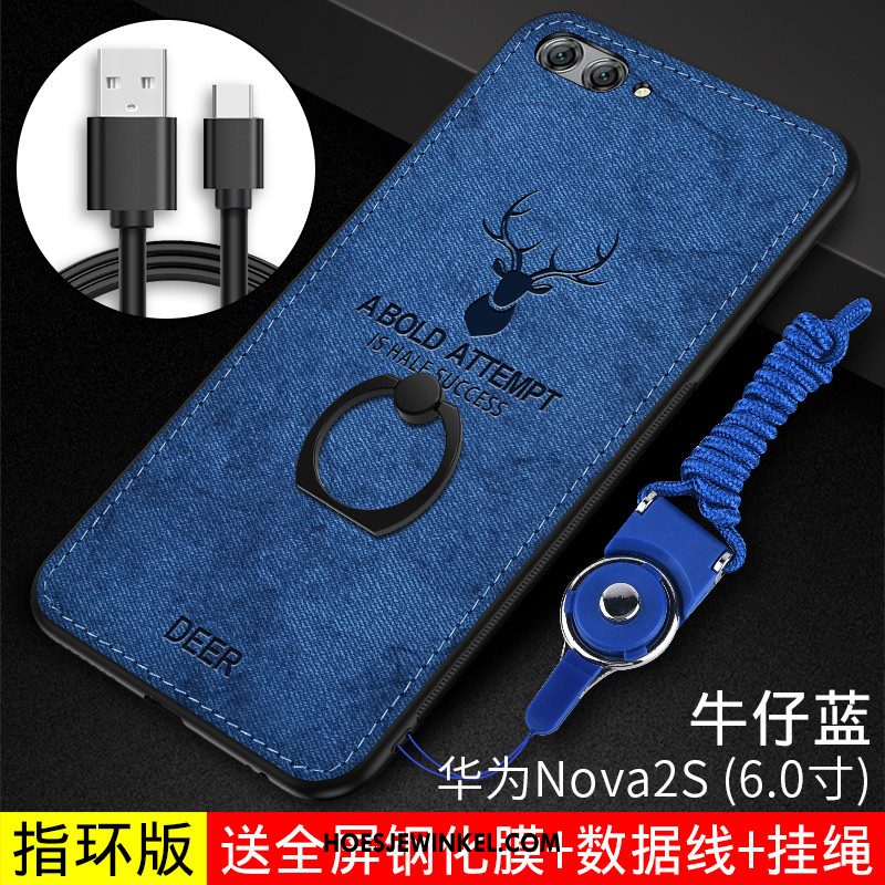 Huawei Nova 2s Hoesje All Inclusive Blauw Scheppend, Huawei Nova 2s Hoesje Doek Dun