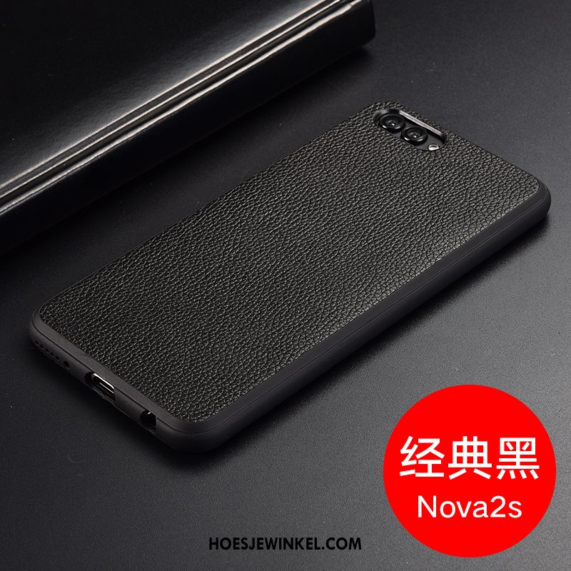 Huawei Nova 2s Hoesje Anti-fall All Inclusive Rood, Huawei Nova 2s Hoesje Bescherming Leren Etui