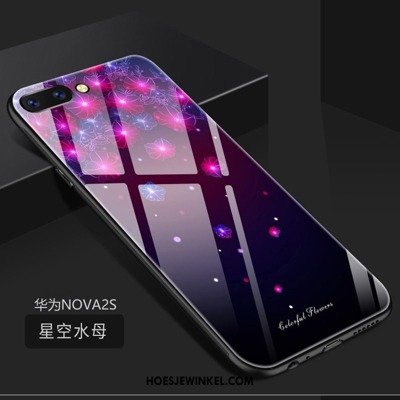 Huawei Nova 2s Hoesje Scheppend Gehard Glas Siliconen, Huawei Nova 2s Hoesje Trend Purper