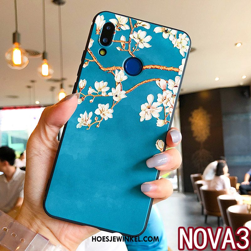 Huawei Nova 3 Hoesje Anti-fall All Inclusive Ring, Huawei Nova 3 Hoesje Bloemen Scheppend
