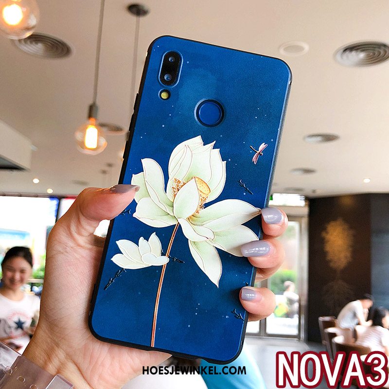 Huawei Nova 3 Hoesje Anti-fall All Inclusive Ring, Huawei Nova 3 Hoesje Bloemen Scheppend