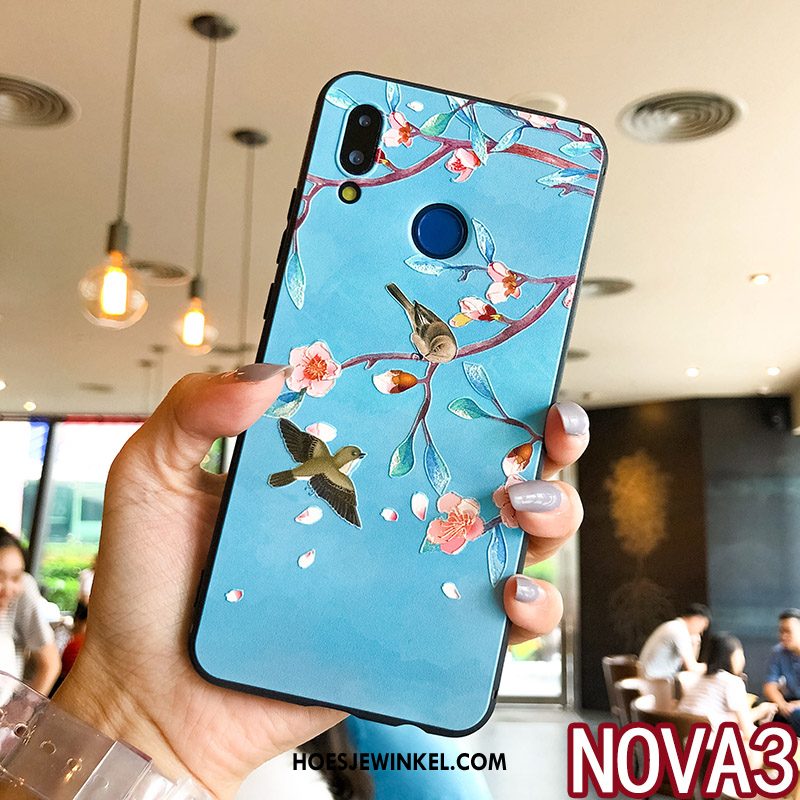 Huawei Nova 3 Hoesje Anti-fall All Inclusive Ring, Huawei Nova 3 Hoesje Bloemen Scheppend