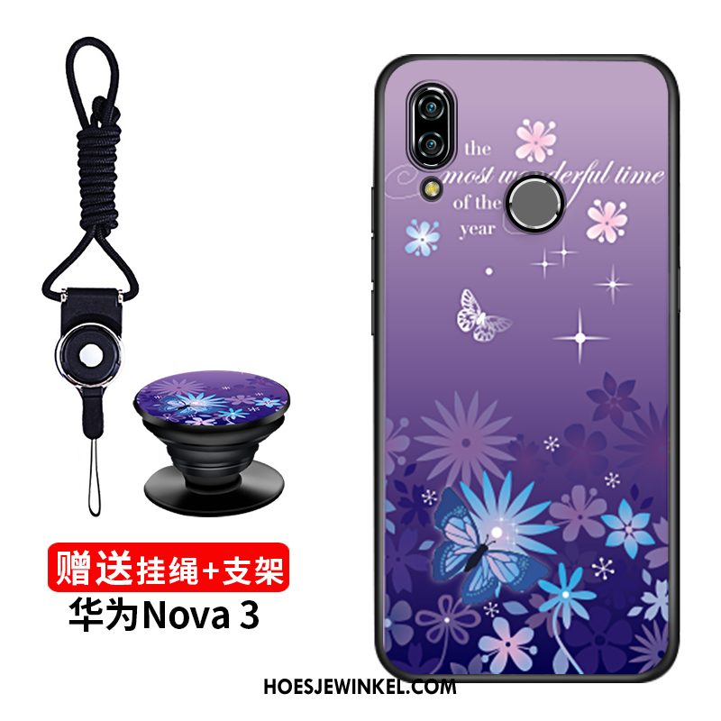 Huawei Nova 3 Hoesje Blauw Scheppend Hoes, Huawei Nova 3 Hoesje Zacht Hanger