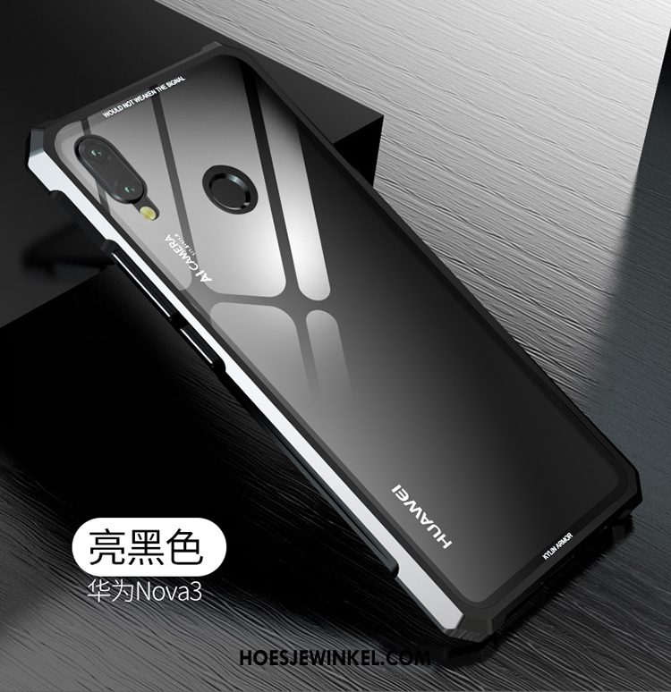 Huawei Nova 3 Hoesje Dun Glas Bescherming, Huawei Nova 3 Hoesje Hoes Achterklep