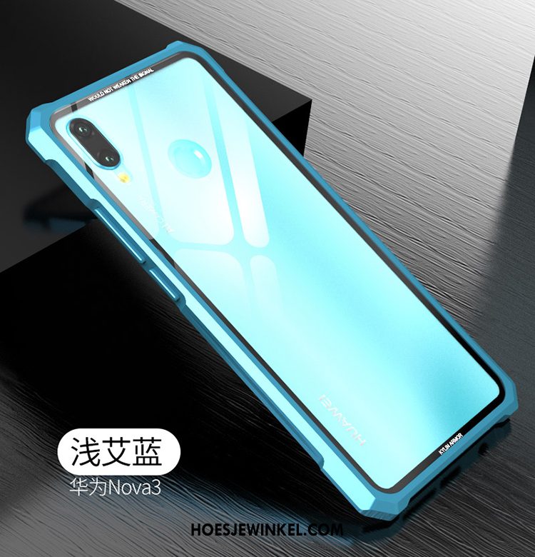 Huawei Nova 3 Hoesje Dun Glas Bescherming, Huawei Nova 3 Hoesje Hoes Achterklep