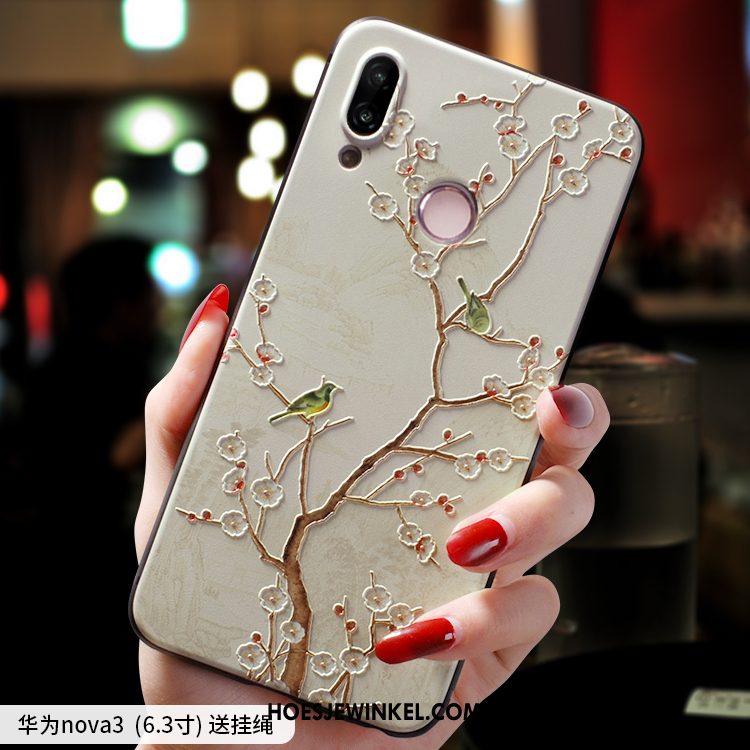 Huawei Nova 3 Hoesje Hanger Scheppend Zacht, Huawei Nova 3 Hoesje Schrobben Wit