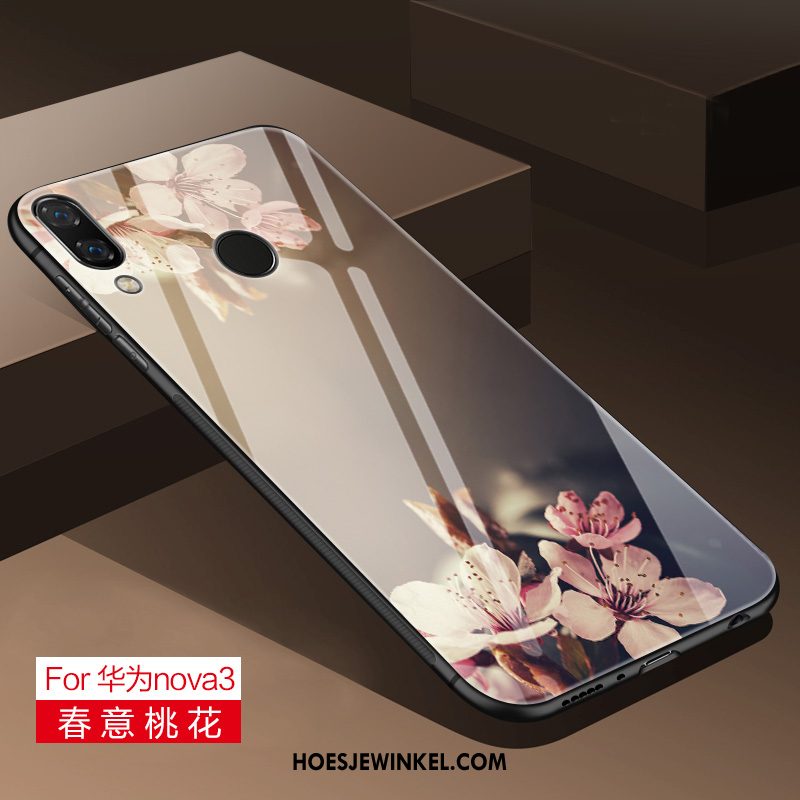 Huawei Nova 3 Hoesje High End Trend Glas, Huawei Nova 3 Hoesje Siliconen Hoes