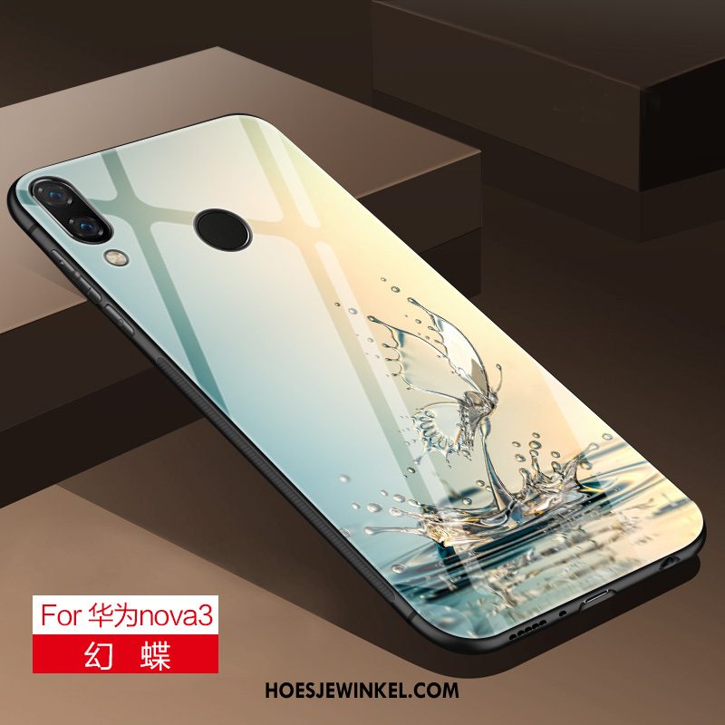 Huawei Nova 3 Hoesje High End Trend Glas, Huawei Nova 3 Hoesje Siliconen Hoes