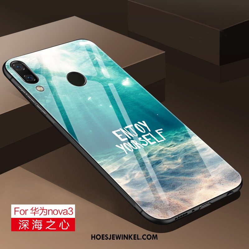 Huawei Nova 3 Hoesje High End Trend Glas, Huawei Nova 3 Hoesje Siliconen Hoes