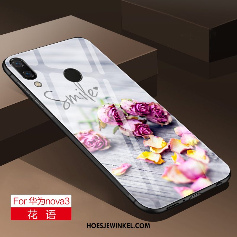 Huawei Nova 3 Hoesje High End Trend Glas, Huawei Nova 3 Hoesje Siliconen Hoes