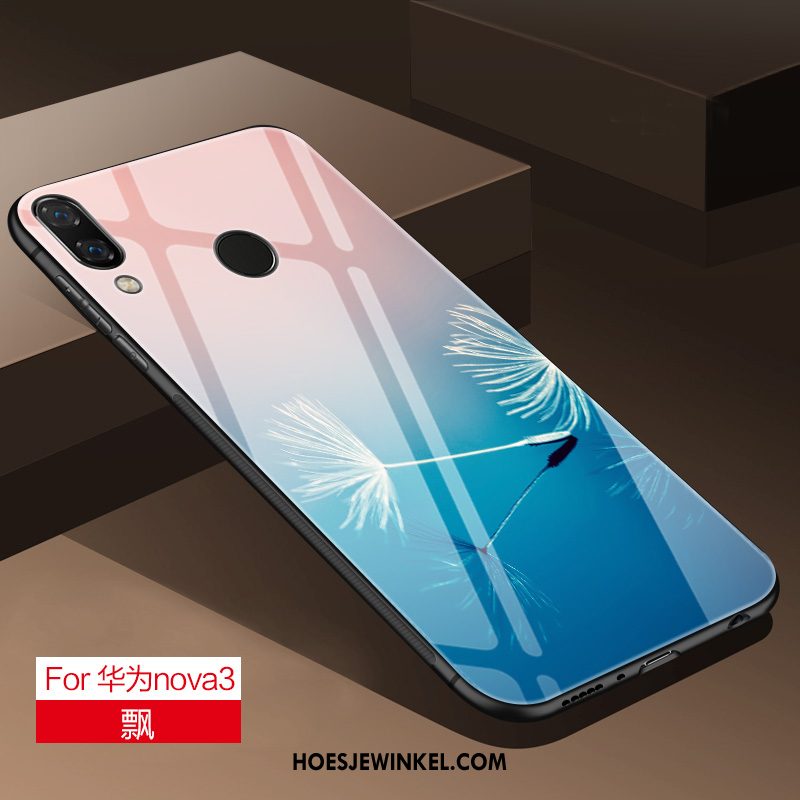 Huawei Nova 3 Hoesje High End Trend Glas, Huawei Nova 3 Hoesje Siliconen Hoes