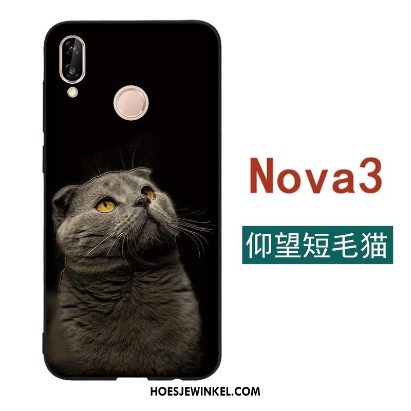 Huawei Nova 3 Hoesje Hoes Kat Persoonlijk, Huawei Nova 3 Hoesje Reliëf Dun