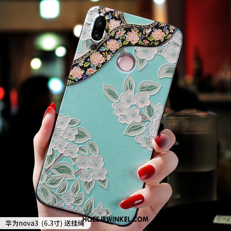 Huawei Nova 3 Hoesje Hoes Scheppend Dun, Huawei Nova 3 Hoesje Anti-fall Net Red