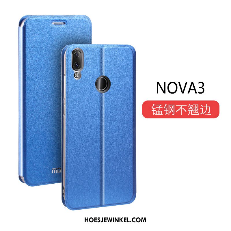 Huawei Nova 3 Hoesje Leren Etui Siliconen Zacht, Huawei Nova 3 Hoesje Mobiele Telefoon Dun