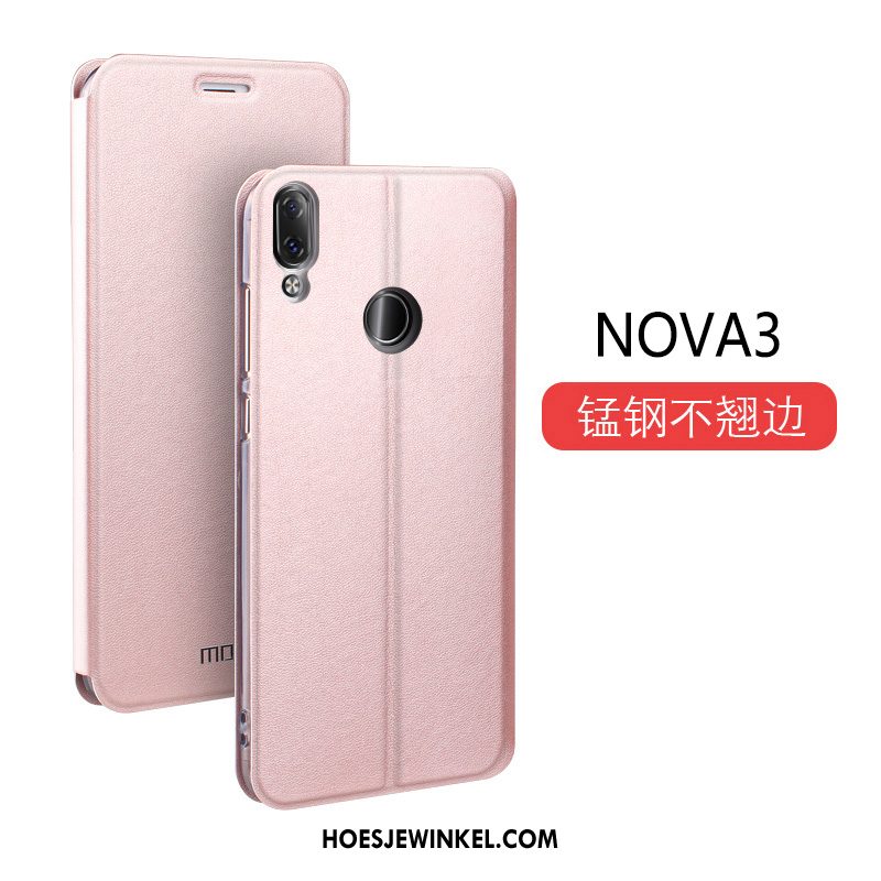 Huawei Nova 3 Hoesje Leren Etui Siliconen Zacht, Huawei Nova 3 Hoesje Mobiele Telefoon Dun