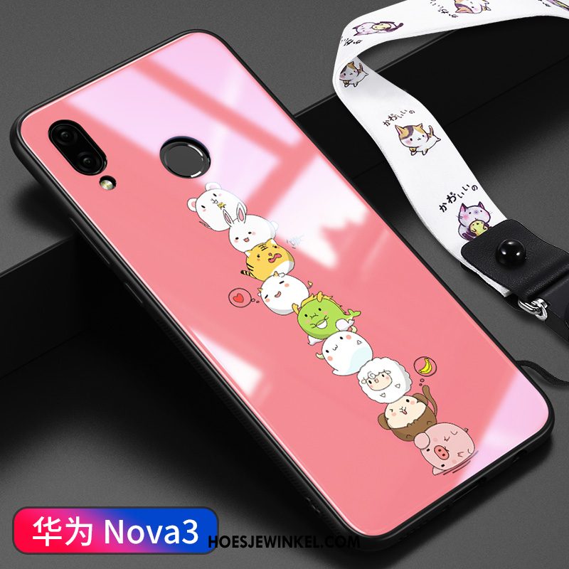 Huawei Nova 3 Hoesje Wit Scheppend Glas, Huawei Nova 3 Hoesje Persoonlijk Mooie