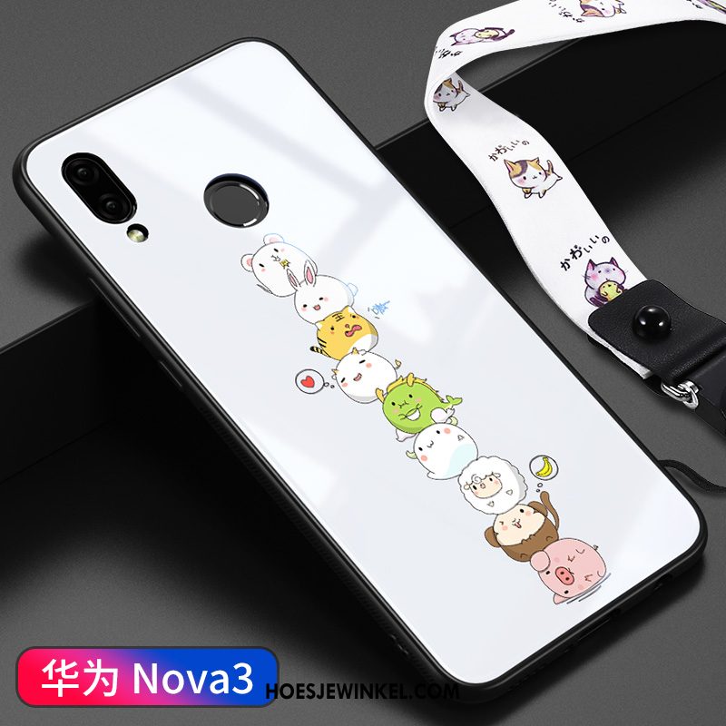 Huawei Nova 3 Hoesje Wit Scheppend Glas, Huawei Nova 3 Hoesje Persoonlijk Mooie