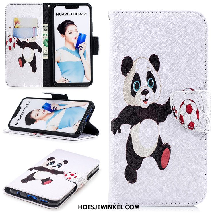 Huawei Nova 3 Hoesje Zacht Leren Etui All Inclusive, Huawei Nova 3 Hoesje Bescherming Zwart