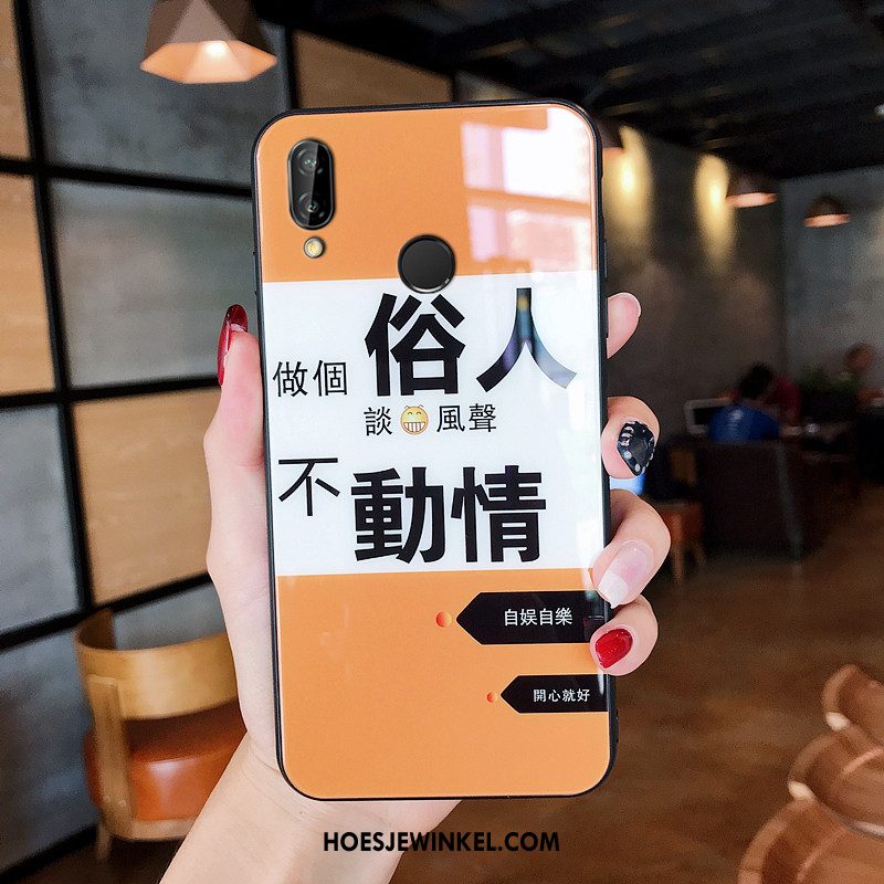 Huawei Nova 3e Hoesje Glas Anti-fall Wit, Huawei Nova 3e Hoesje Net Red Hoes