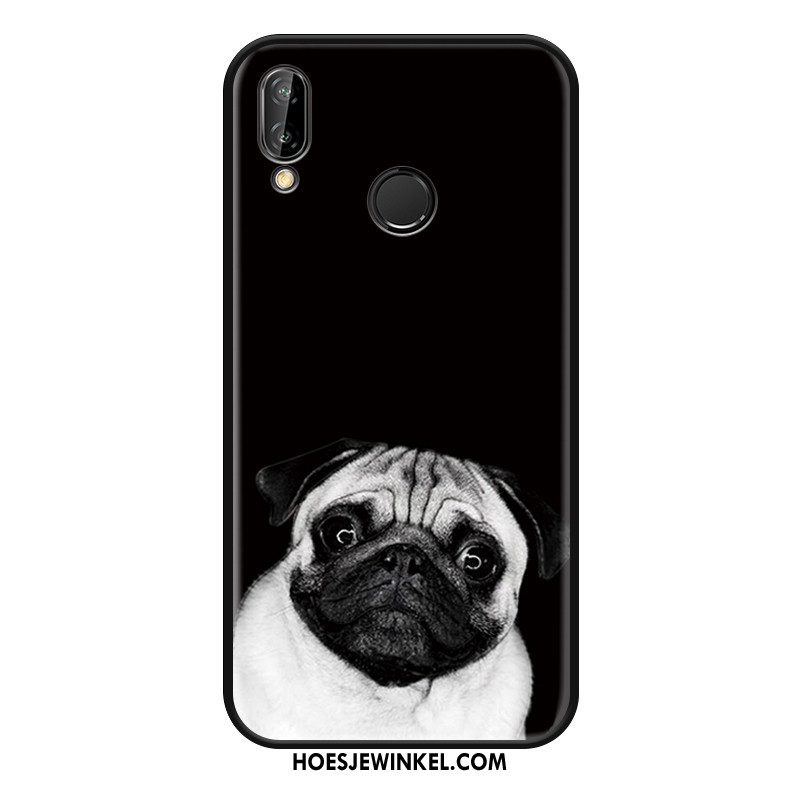 Huawei Nova 3e Hoesje Hanger All Inclusive Zwart, Huawei Nova 3e Hoesje Kat Hond