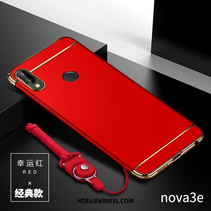 Huawei Nova 3e Hoesje Hoes Anti-fall Net Red, Huawei Nova 3e Hoesje Mobiele Telefoon Trend