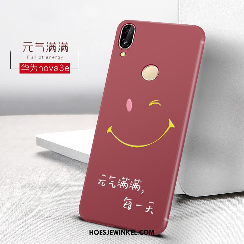 Huawei Nova 3e Hoesje Mobiele Telefoon Mooie Rood, Huawei Nova 3e Hoesje Persoonlijk Mini