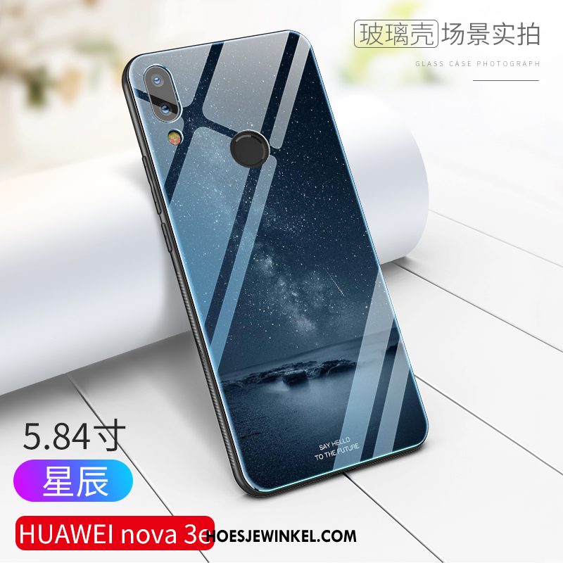 Huawei Nova 3e Hoesje Mobiele Telefoon Scheppend All Inclusive, Huawei Nova 3e Hoesje Anti-fall Blauw