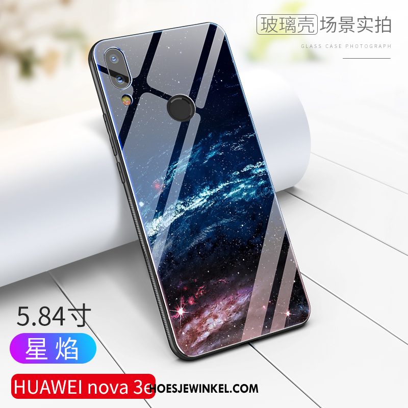 Huawei Nova 3e Hoesje Mobiele Telefoon Scheppend All Inclusive, Huawei Nova 3e Hoesje Anti-fall Blauw