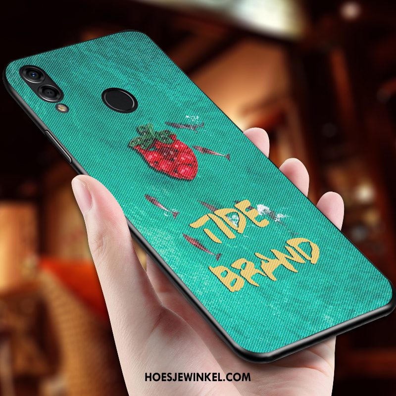 Huawei Nova 3e Hoesje Ondersteuning Trendy Merk Groen, Huawei Nova 3e Hoesje Net Red Anti-fall