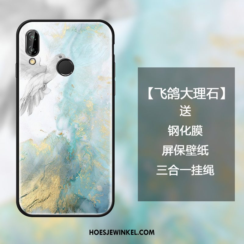 Huawei Nova 3e Hoesje Scheppend Hanger Blauw, Huawei Nova 3e Hoesje Bescherming Glas