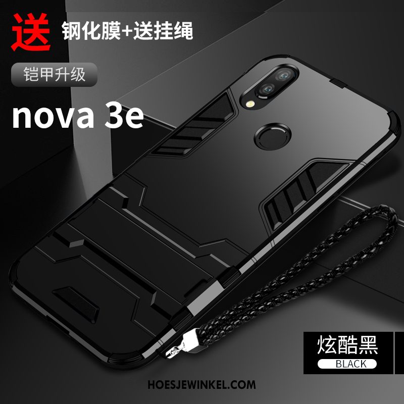 Huawei Nova 3e Hoesje Zwart Bescherming Scheppend, Huawei Nova 3e Hoesje Hard Hoes