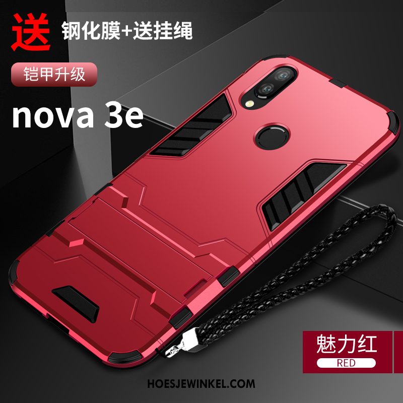 Huawei Nova 3e Hoesje Zwart Bescherming Scheppend, Huawei Nova 3e Hoesje Hard Hoes