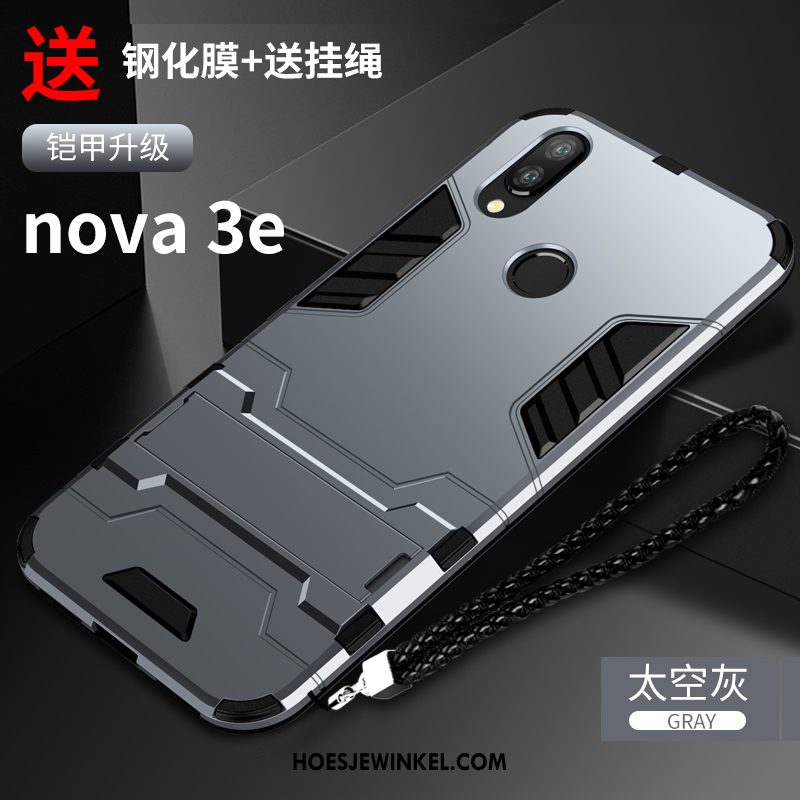 Huawei Nova 3e Hoesje Zwart Bescherming Scheppend, Huawei Nova 3e Hoesje Hard Hoes