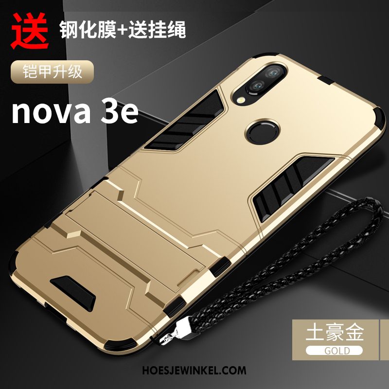 Huawei Nova 3e Hoesje Zwart Bescherming Scheppend, Huawei Nova 3e Hoesje Hard Hoes