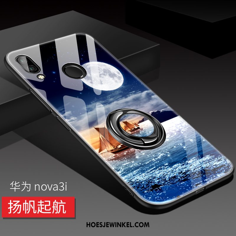 Huawei Nova 3i Hoesje Bescherming High End Mobiele Telefoon, Huawei Nova 3i Hoesje Glas Blauw