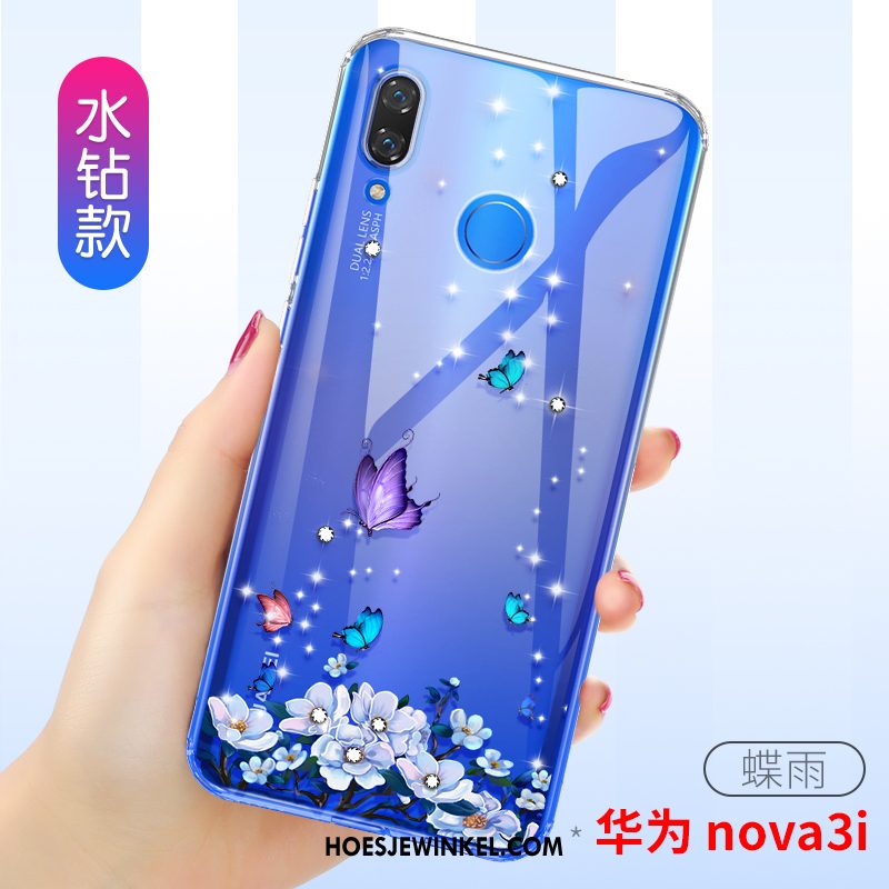 Huawei Nova 3i Hoesje Blauw Siliconen Persoonlijk, Huawei Nova 3i Hoesje Mobiele Telefoon Mooie