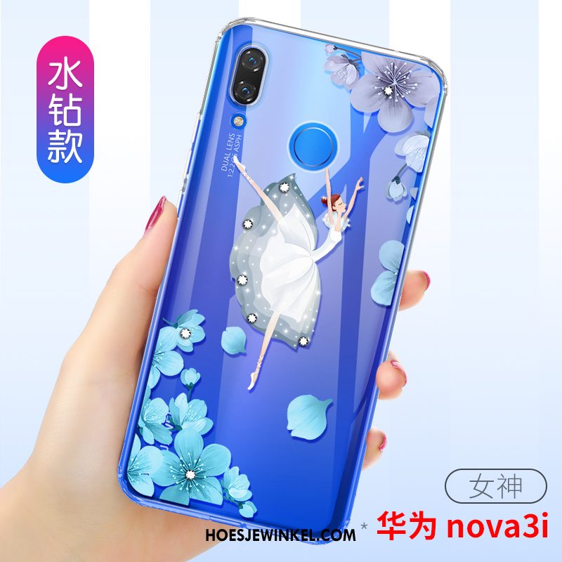 Huawei Nova 3i Hoesje Blauw Siliconen Persoonlijk, Huawei Nova 3i Hoesje Mobiele Telefoon Mooie