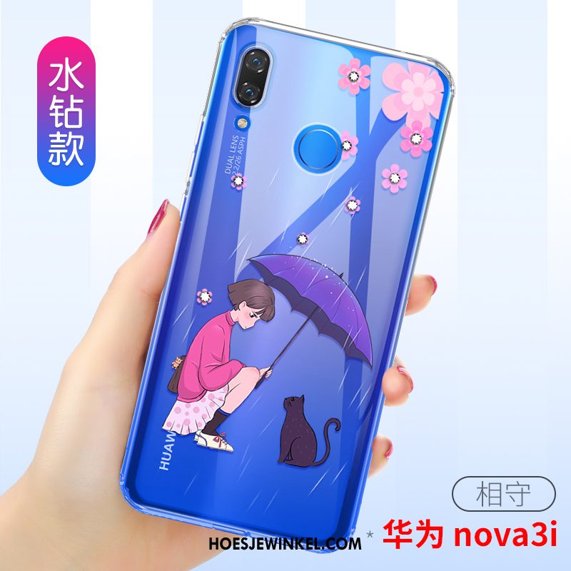 Huawei Nova 3i Hoesje Blauw Siliconen Persoonlijk, Huawei Nova 3i Hoesje Mobiele Telefoon Mooie