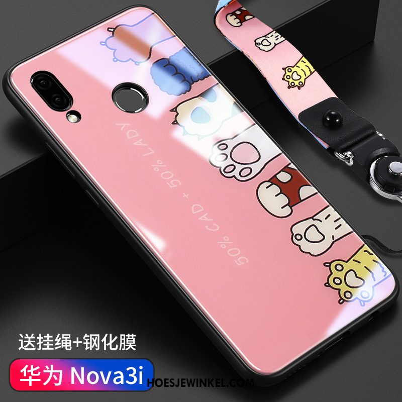 Huawei Nova 3i Hoesje Glas Hanger Anti-fall, Huawei Nova 3i Hoesje Trend Trendy Merk