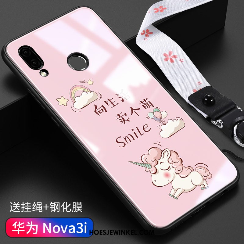 Huawei Nova 3i Hoesje Glas Hanger Anti-fall, Huawei Nova 3i Hoesje Trend Trendy Merk