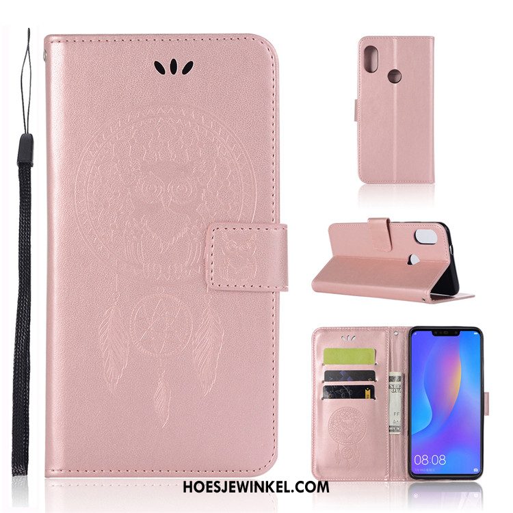 Huawei Nova 3i Hoesje Zacht Bescherming Anti-fall, Huawei Nova 3i Hoesje Roze Leren Etui