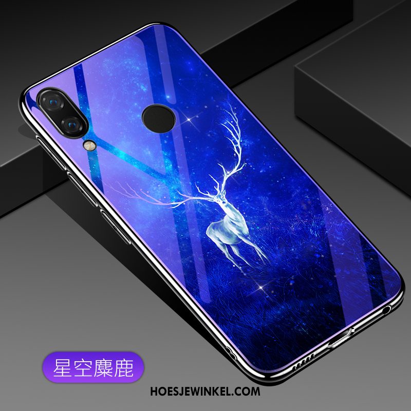 Huawei Nova 3i Hoesje Zacht Glas Blauw, Huawei Nova 3i Hoesje Anti-fall Trend